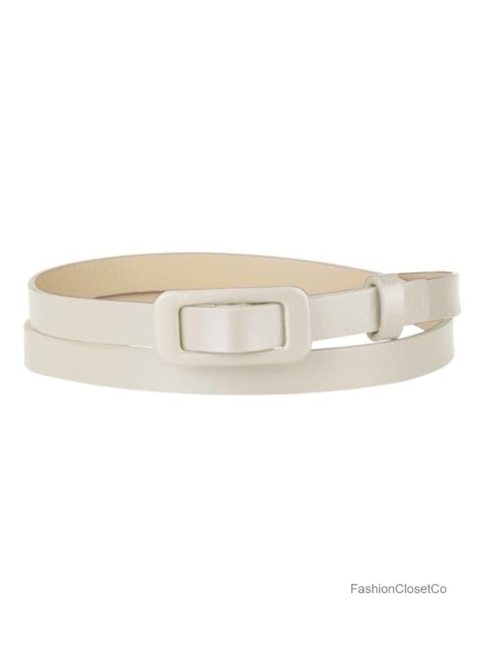 PU Leather Skinny Waist Belt Rectangle Buckle